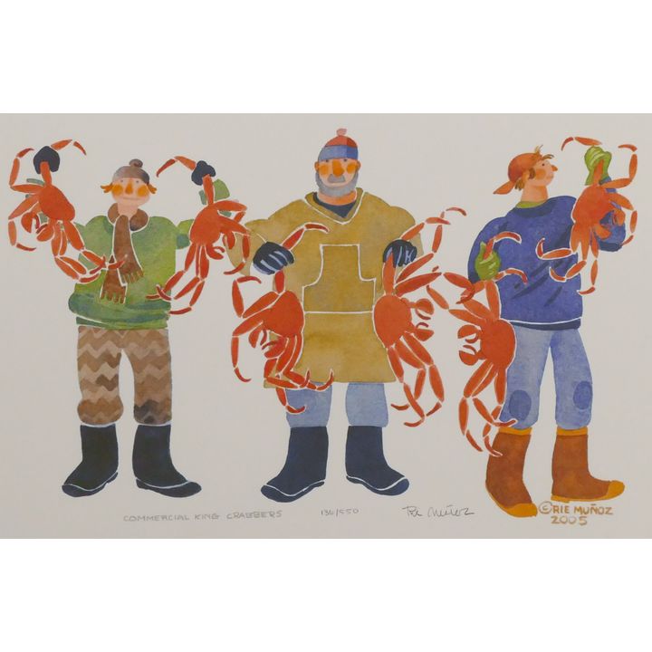 Rie Munoz ''Commercial King Crabbers'' 2005 Signed Print 12'' x 16.25'' Sheet.