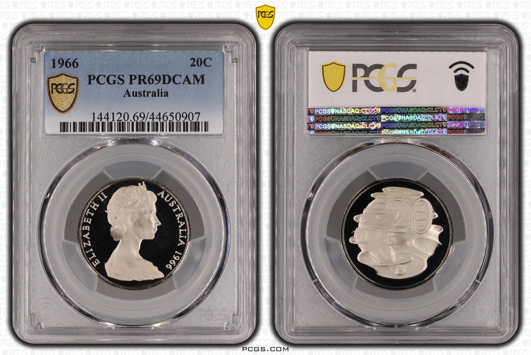 Elizabeth II, Twenty Cent, 1966, PCGS PR 69DCAM