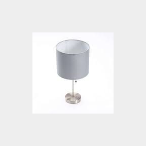 Table Lamp Metal Base Grey Fabric Shade With a Rainbow Heart Sticker |