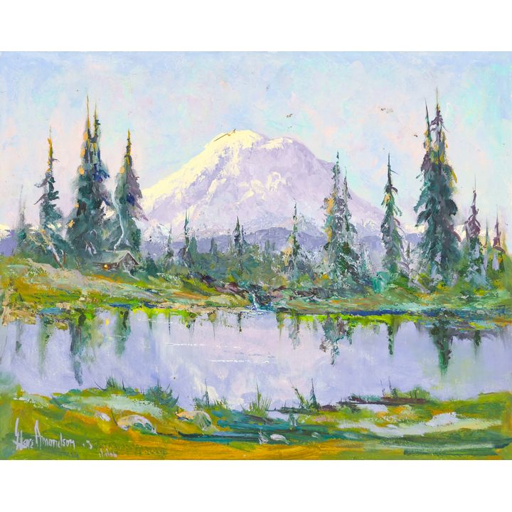 Gene Amondson ''Mount Rainier Reflection'' Oil on Masonite 24''x30''