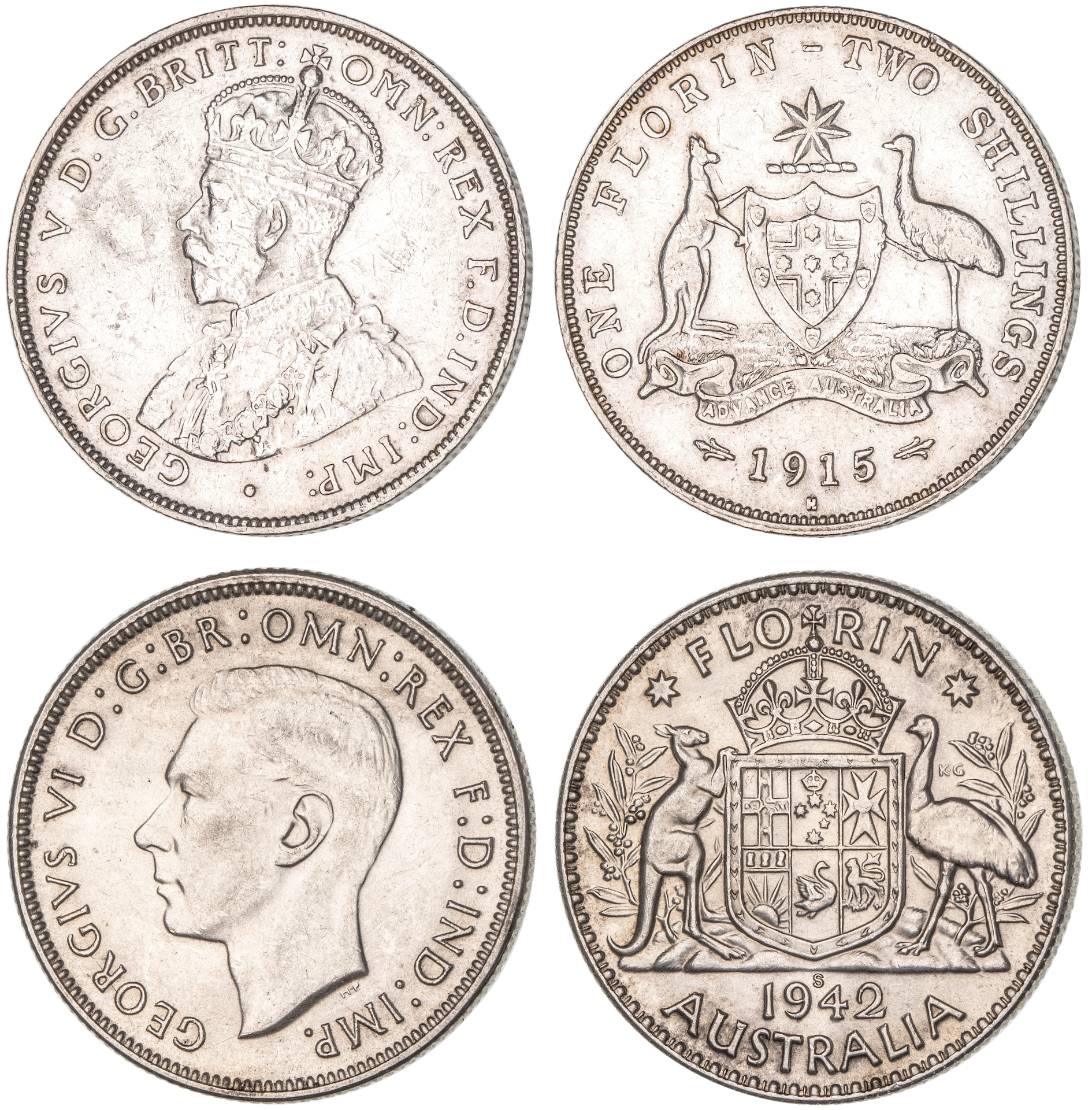 George V, Florin, 1915, gVF