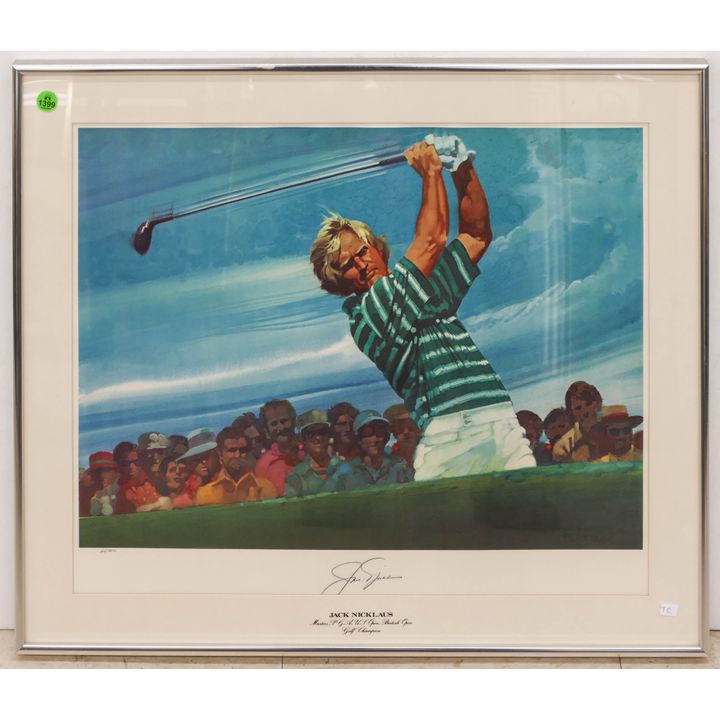 Jack Nicklaus Signed Masters Golf Bob Peak Lithograph Framed- 21x25''