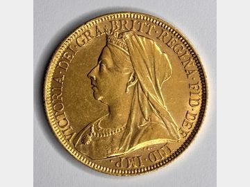 1893 VICTORIA OLD HEAD GOLD 2 POUND COIN