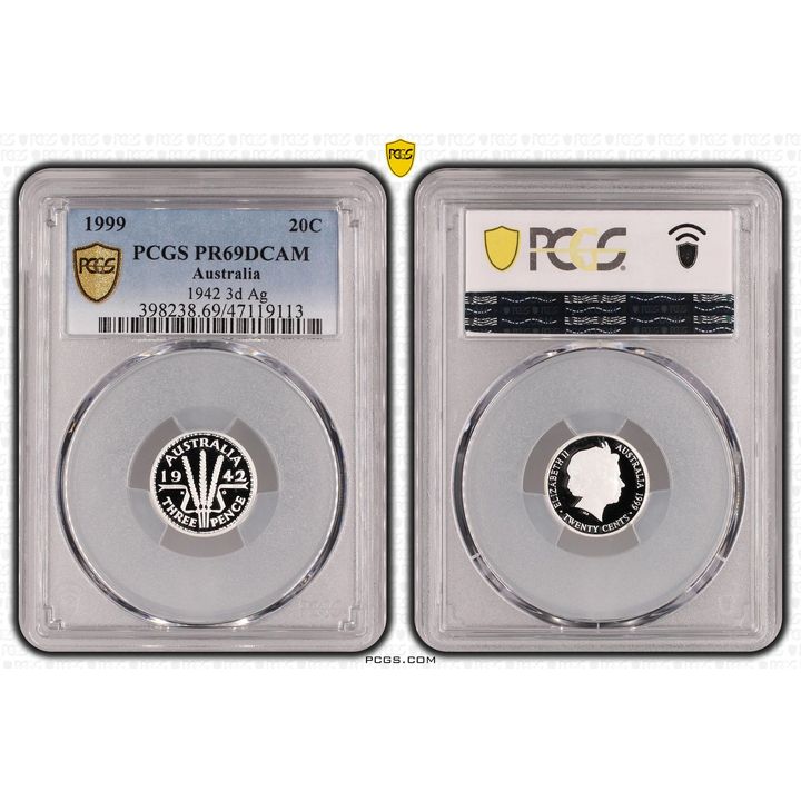 1942 3d Ag, Twenty Cent, 1999, PCGS PR69DCAM