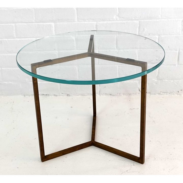 GLASS TOP BRASS LAMP TABLE