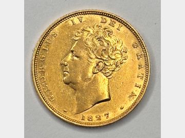 1827 KING GEORGE IV BARE HEAD GOLD SOVEREIGN