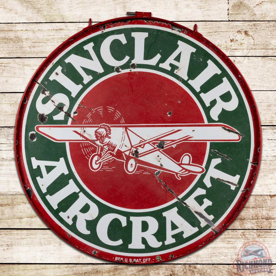 Sinclair Aircraft Green 48" Double Sided Porcelain Sign w/ Ring