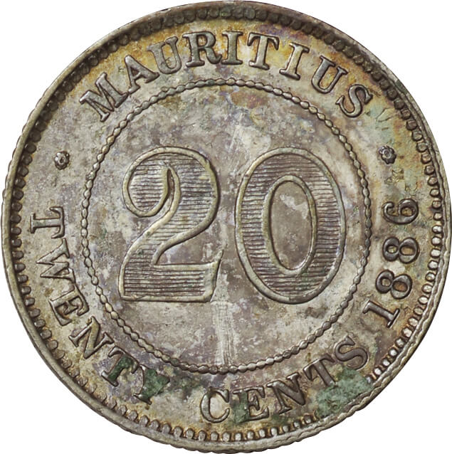モーリシャス-Mauritius. 1886. Silver. 20セント(Cent). 美. VF 