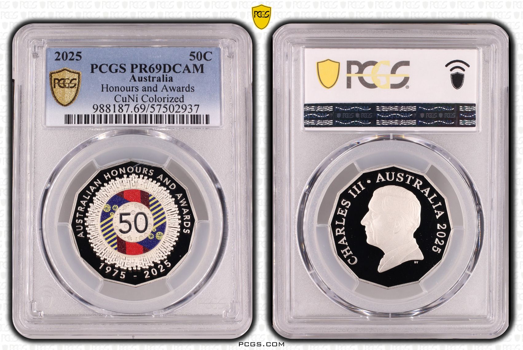 Honours and Awards CuNi Colourised, Fifty Cent, 2025, PR69DCAM