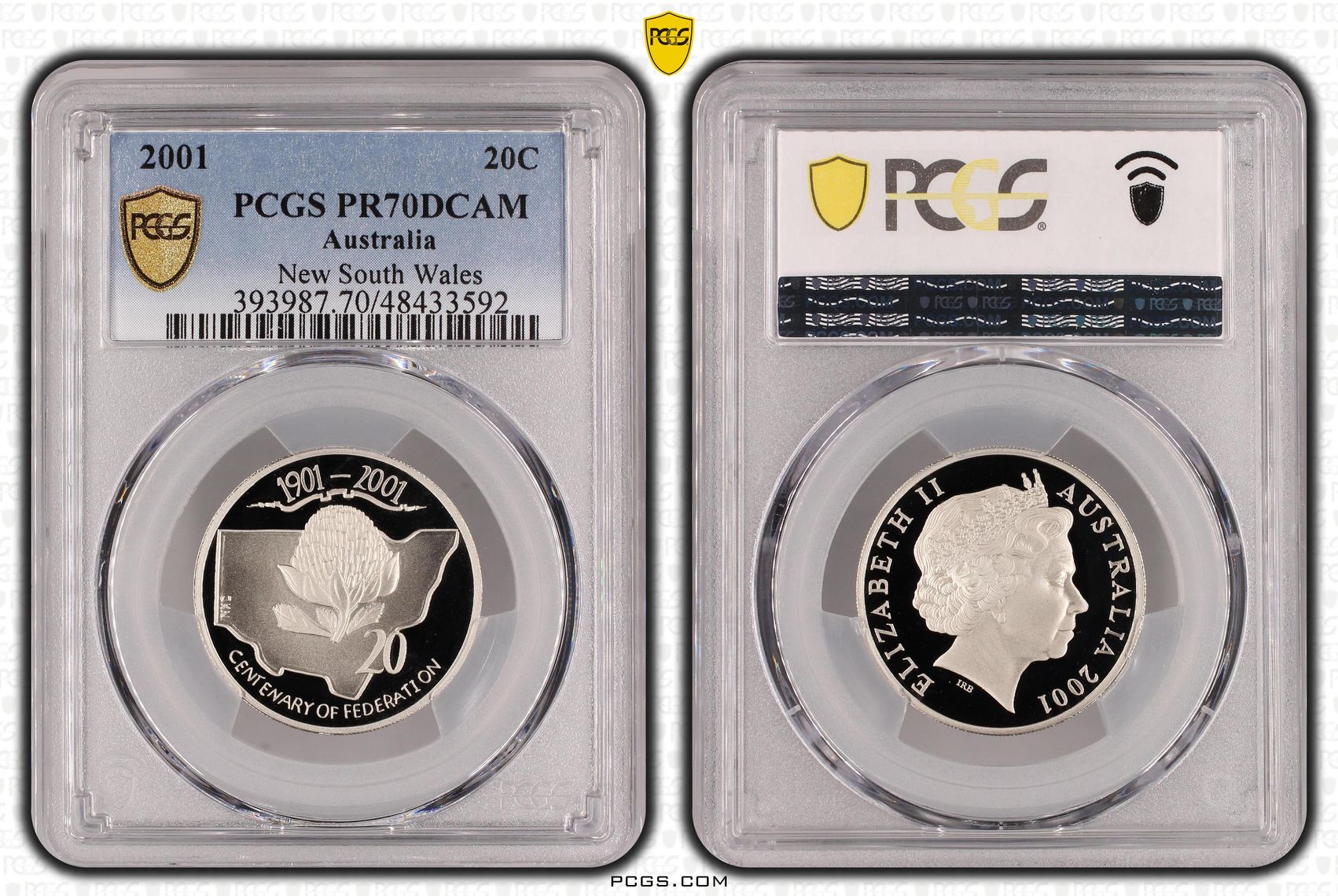 Elizabeth II, New South Wales, Twenty Cent, 2001, PCGS PR70DCAM