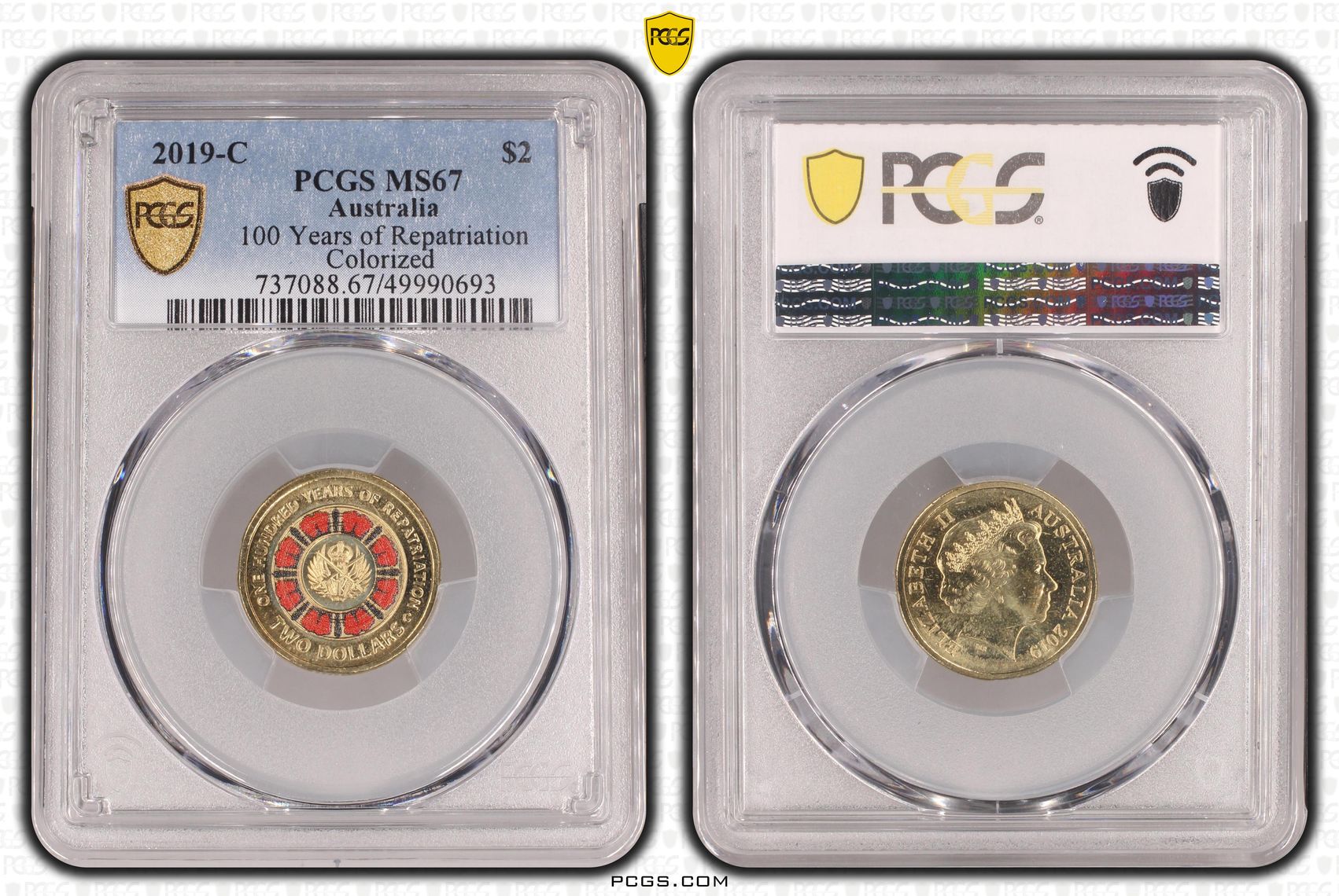 448 · 100 Years of Repatriation Colorized , Two Dollar, 2019-C, PCGS MS67