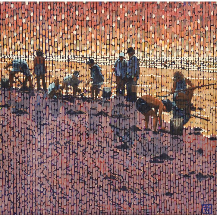 Jack Gunter ''Clam Diggers'' 1994 Egg Tempera