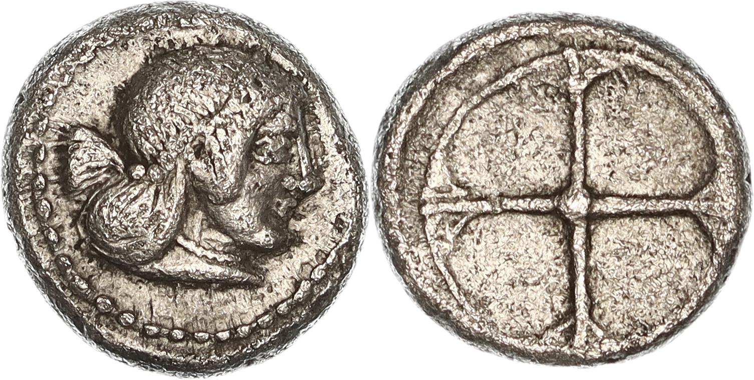 Sicily, Syracuse, Deinomenid Tyranny, Silver Obol, 478-470 BC, VF