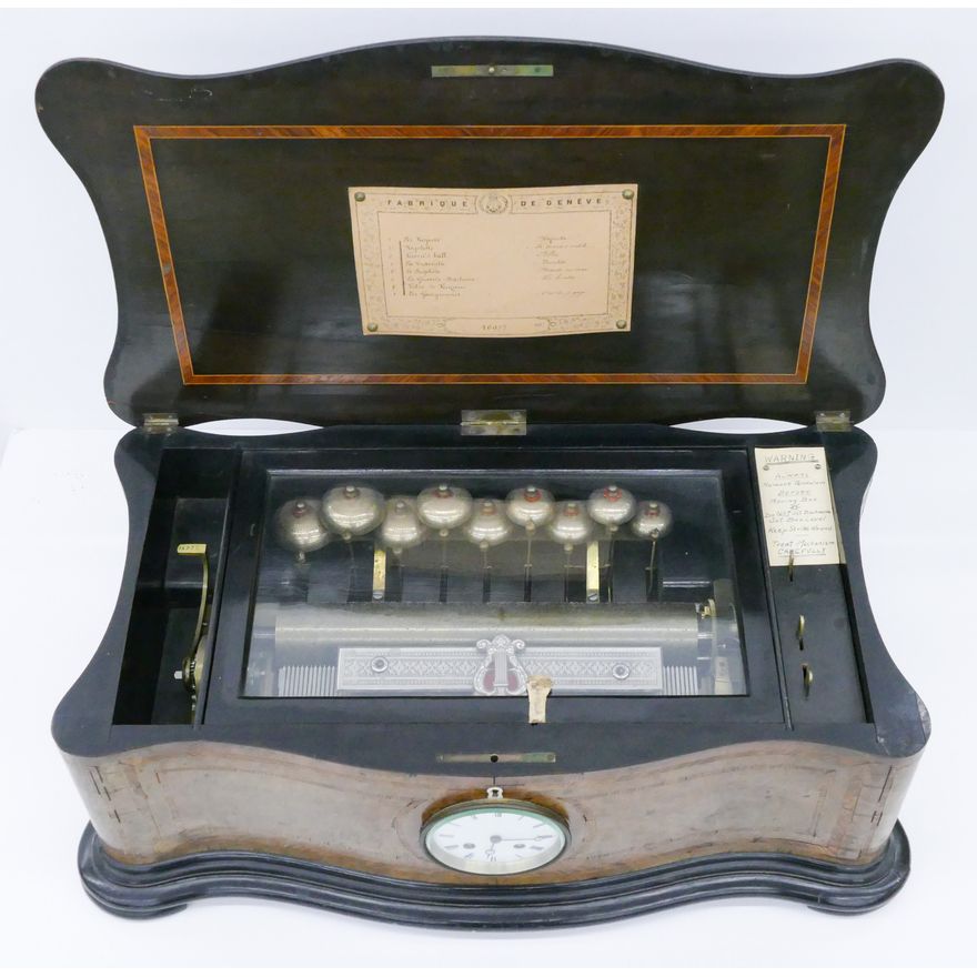 Antique Fabrique de Geneve Swiss Music Box with Clock