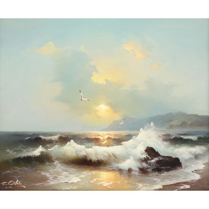 Eugene Garin ''Sunset Beach'' Oil