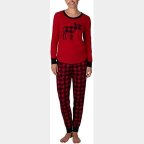 EDDIE BAUER LADIES' FAMILY JOGGER AND LONG SLEEVE TOP SLEEP SET TANGO RED SZ SM