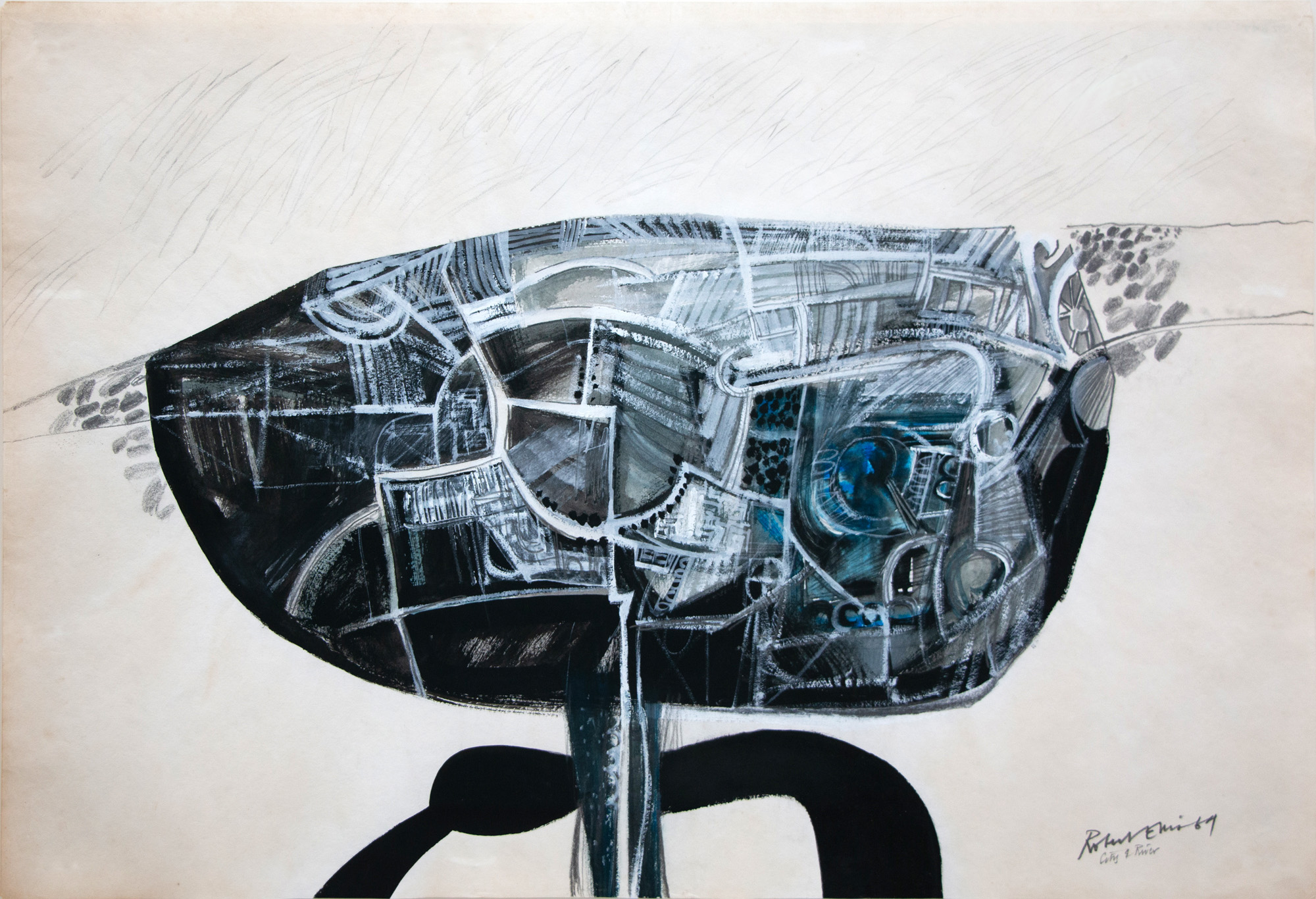 Robert Ellis 'City and River' — sold at auction in New Zealand for $2,200