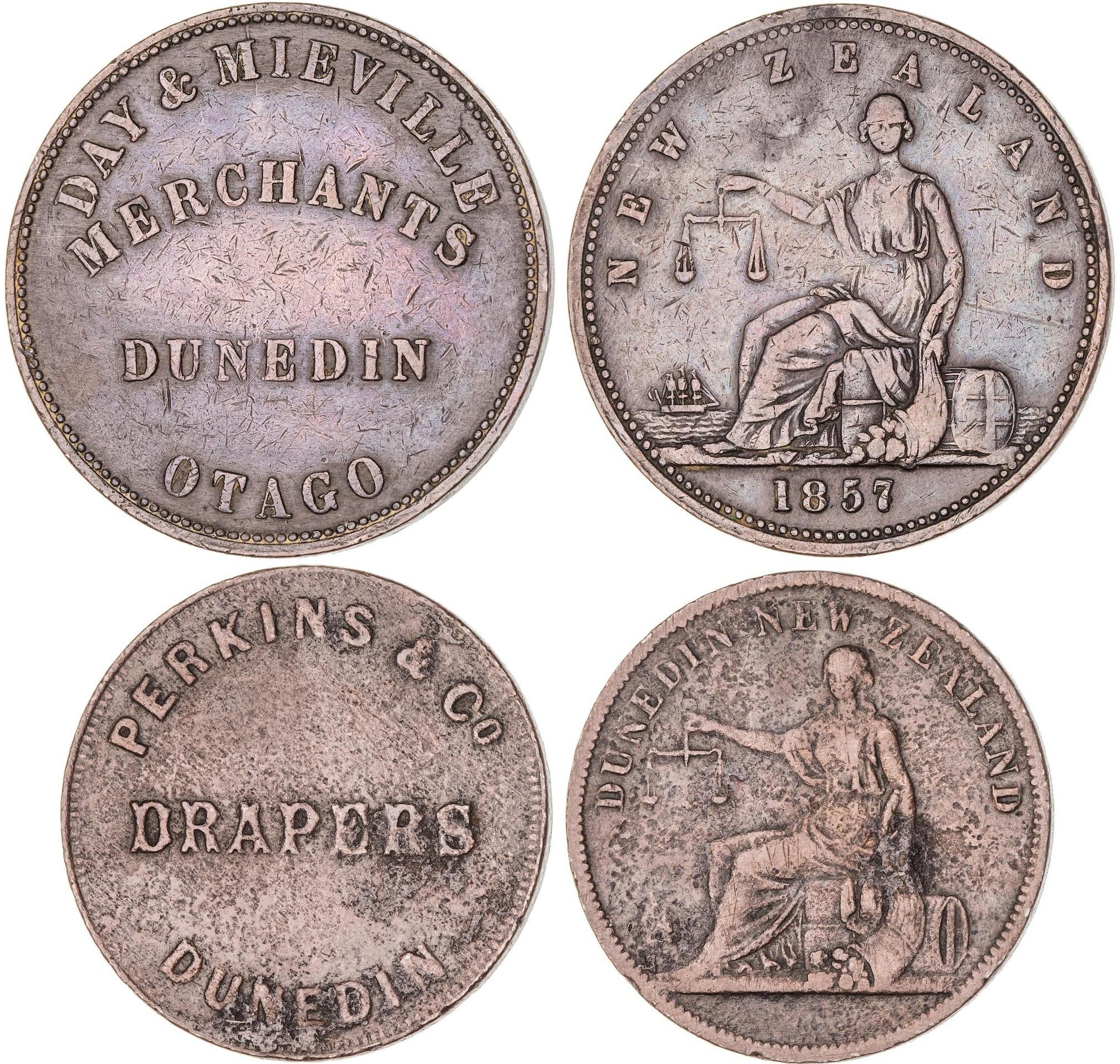 Dunedin, New Zealand, Day & Mieville, Penny, 1857, aVF