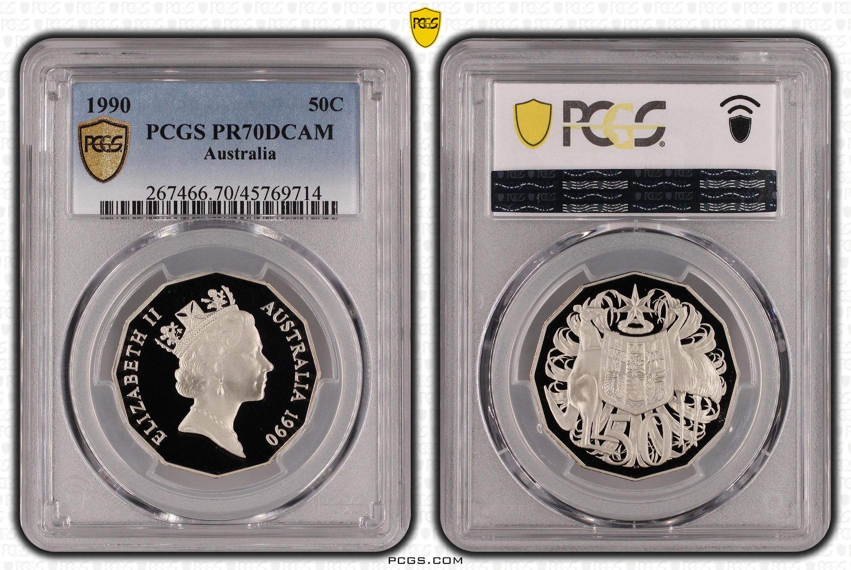 Elizabeth II, POP 24/0, Fifty Cent, 1990, PCGS PR 70DCAM