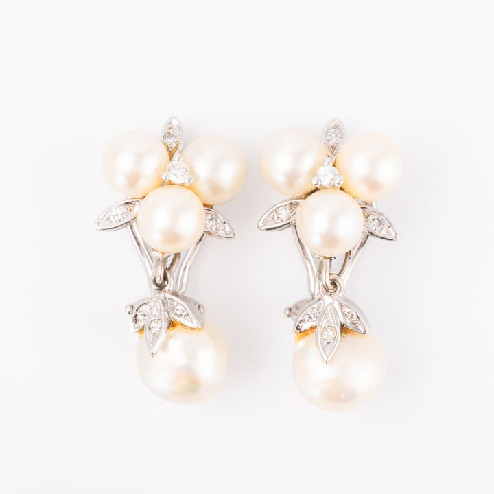 Pearl & Diamond Earrings 14ct Gold