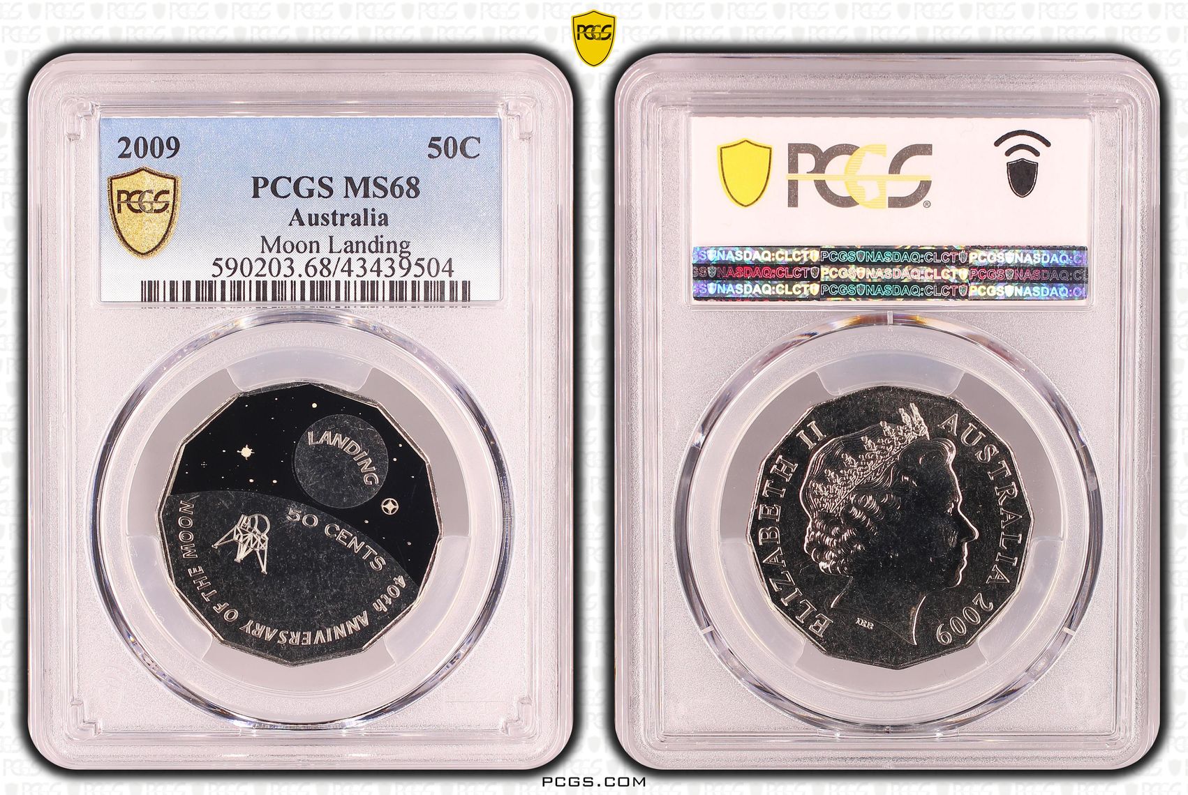 2009 Australia Fifty Cent, 50c Moon Landing PCGS - MS68 -504