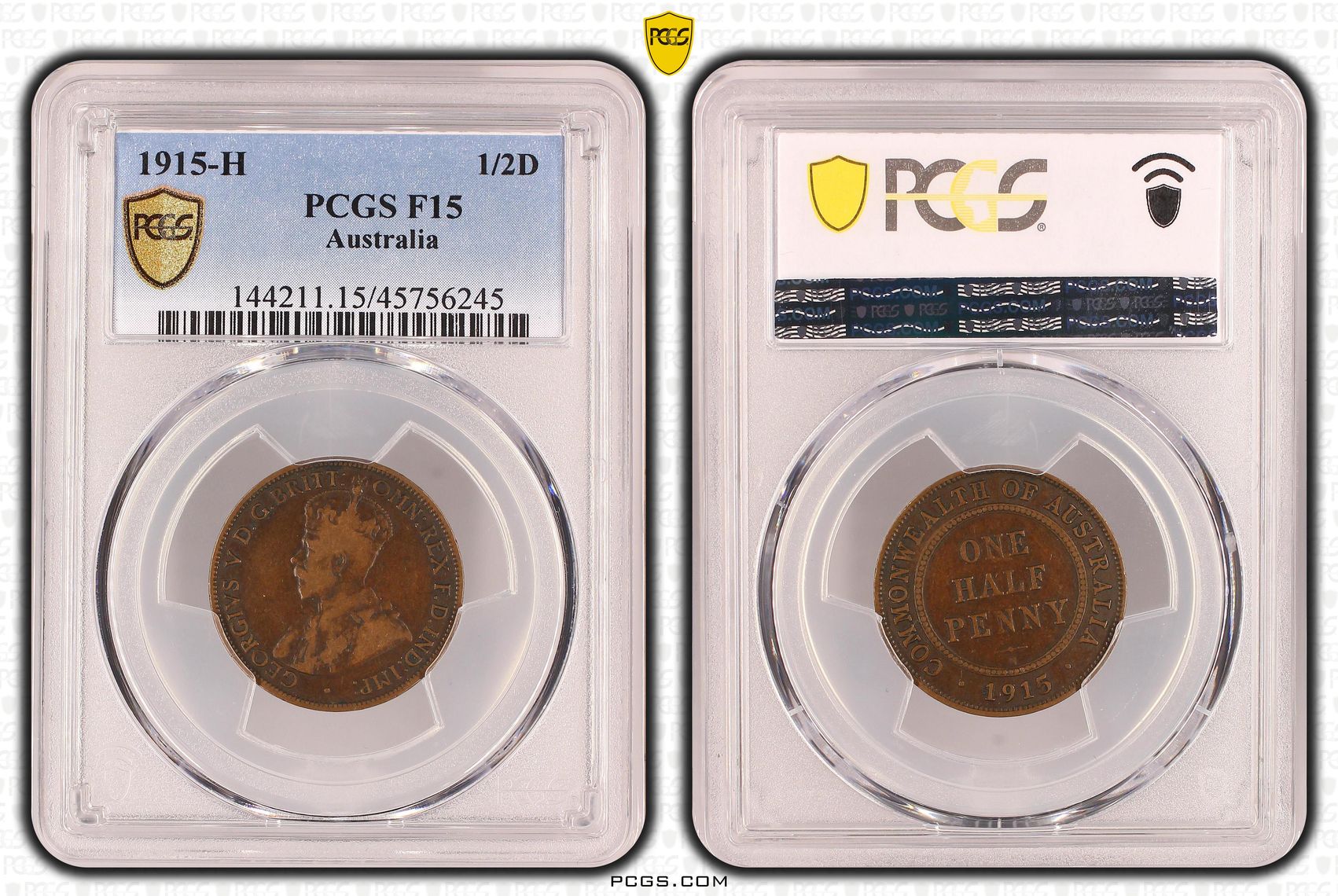 Halfpenny, 1915-H, PCGS F15BN