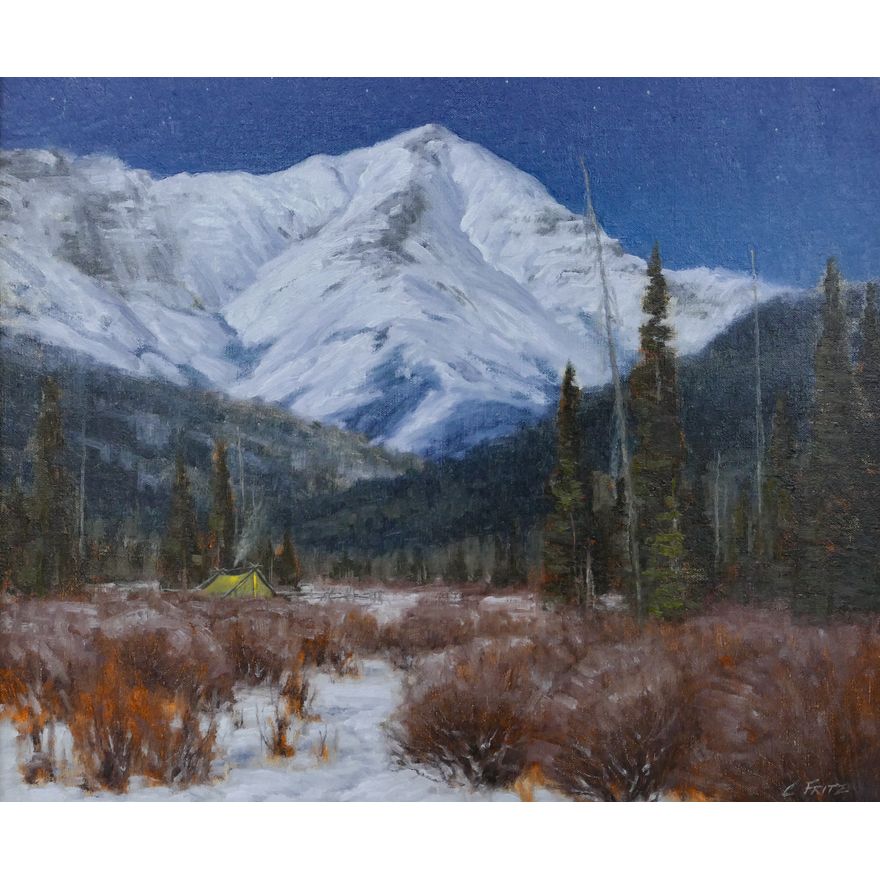 Charles Fritz ''Camp on Moose Flat'' Oil on Canvas