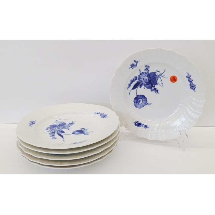 6pc Royal Copenhagen Blue Flowers (Curved) Dinner Plate. #1621