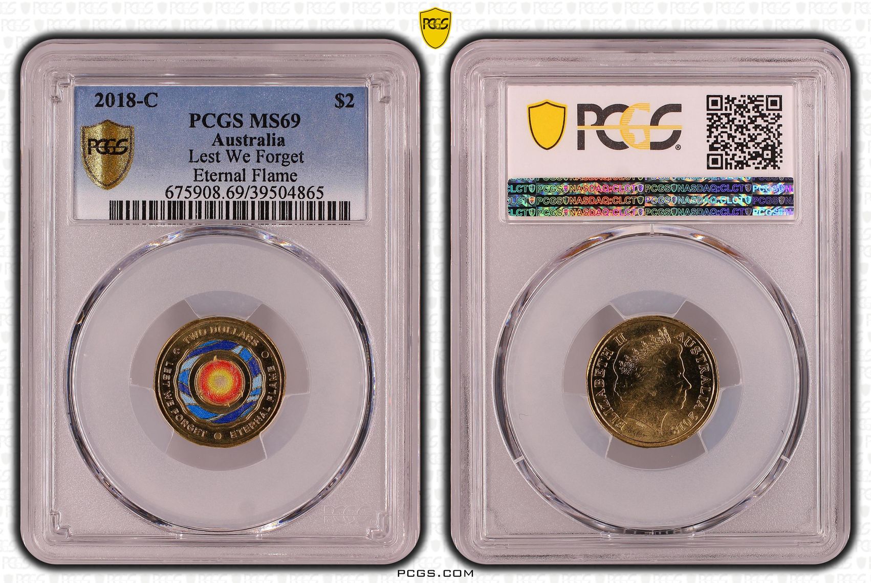 Lest We Forget - Eternal Flame Colorized, Two Dollar, 2018-C, PCGS MS69