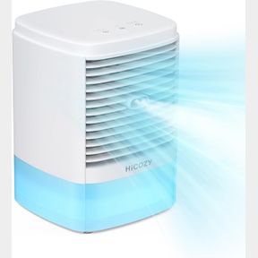 HICOZY PORTABLE AIR COOLER WITH 2 ULTRASONIC MIST LEVELS & 3 FAN SPEEDS, EVAPORATIVE AIR COOLER WITH DETACHABLE 650ML/23OZ WATER T