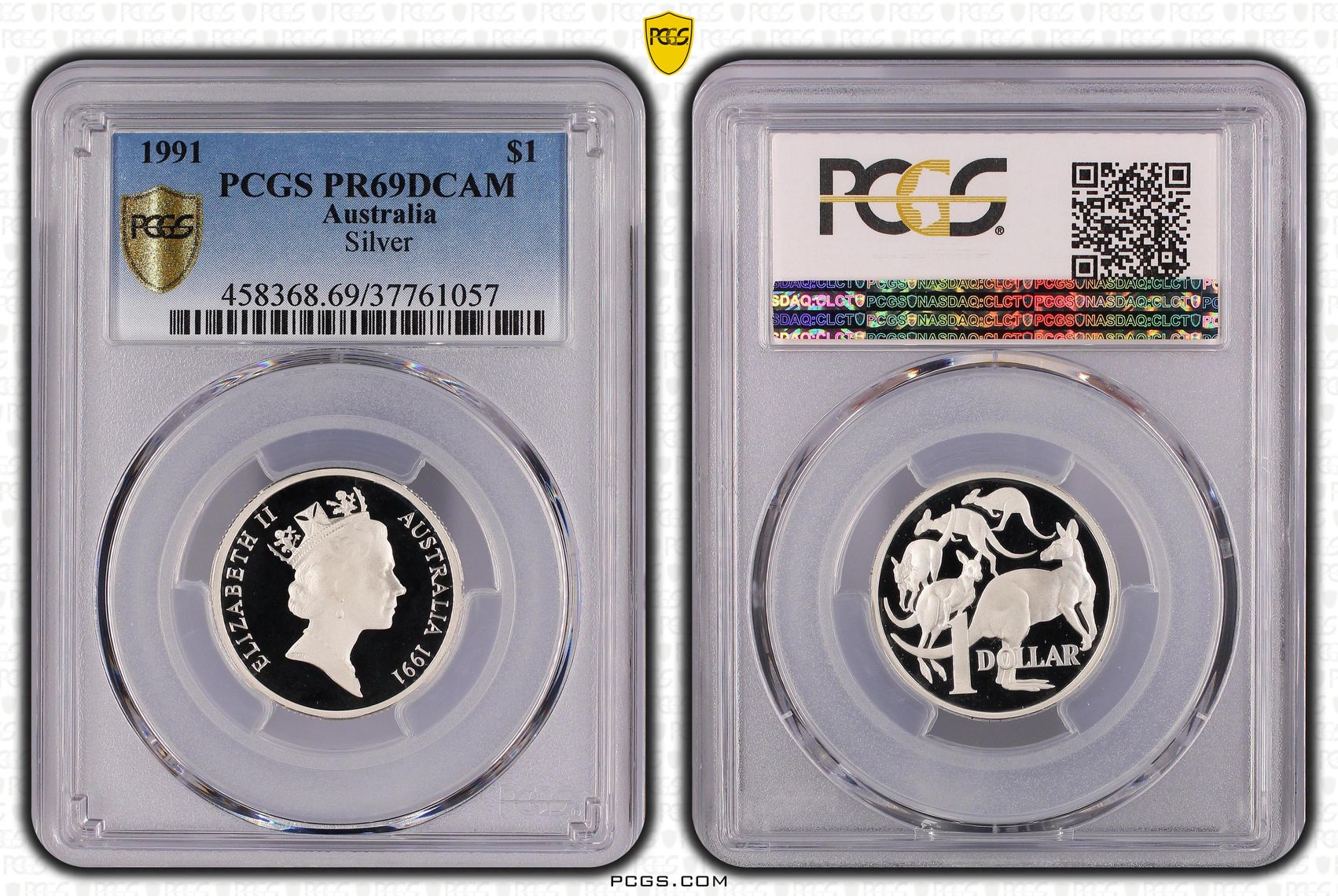 Elizabeth II, Silver, One Dollar, 1991, PCGS PR69DCAM
