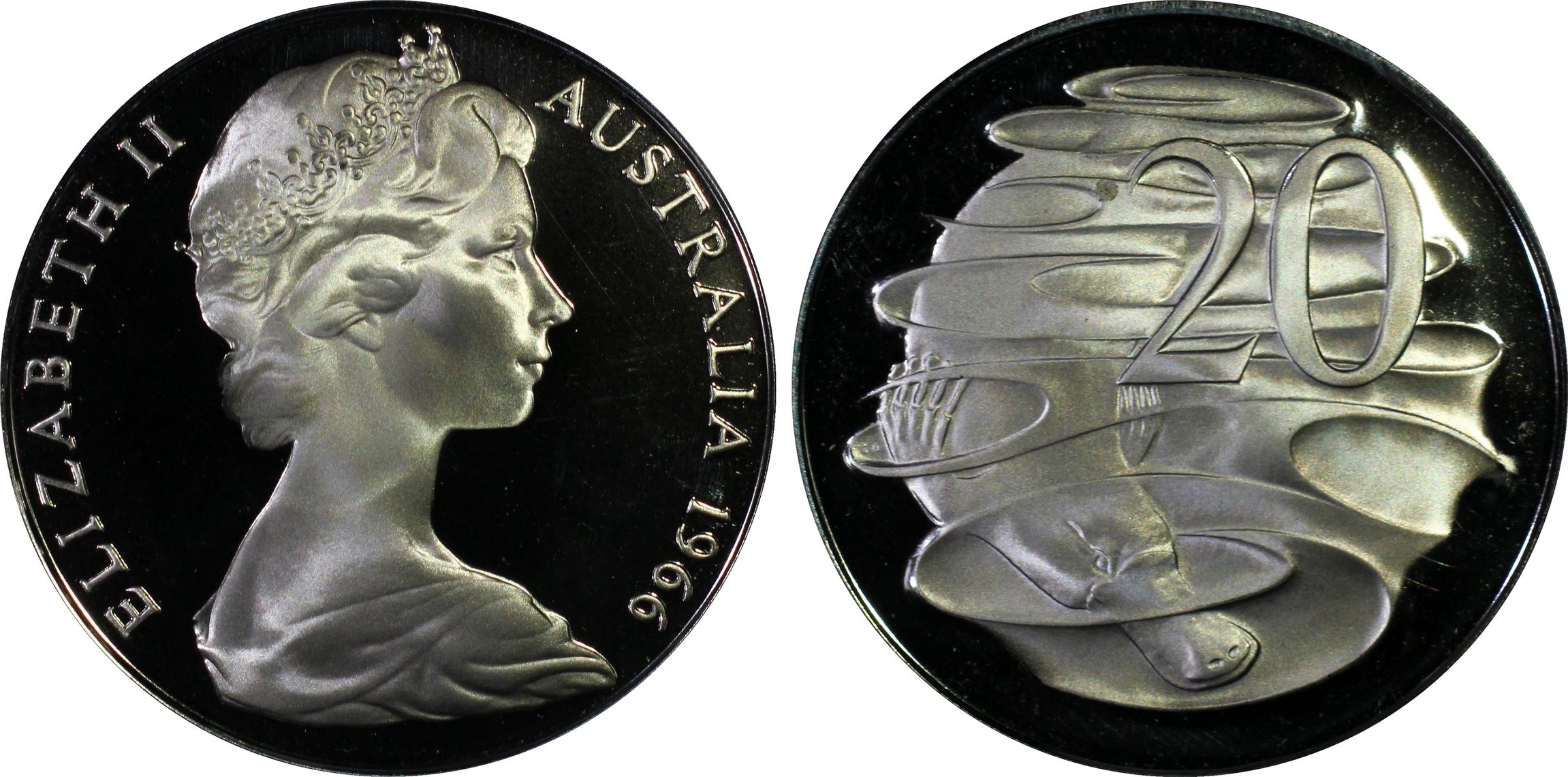 Twenty Cent, 1966, PCGS PR69DCAM