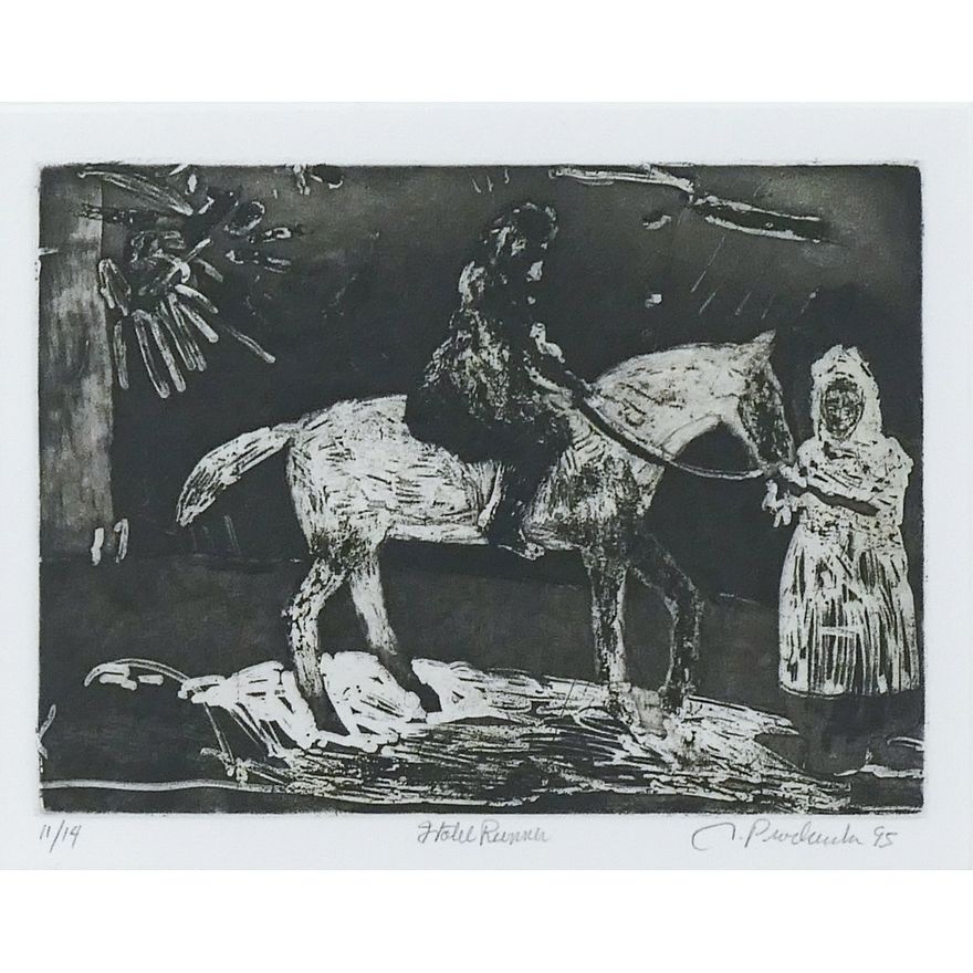 Thomas Prochaska ''Hotel Runner'' 1995 Etching Framed 21''x17''
