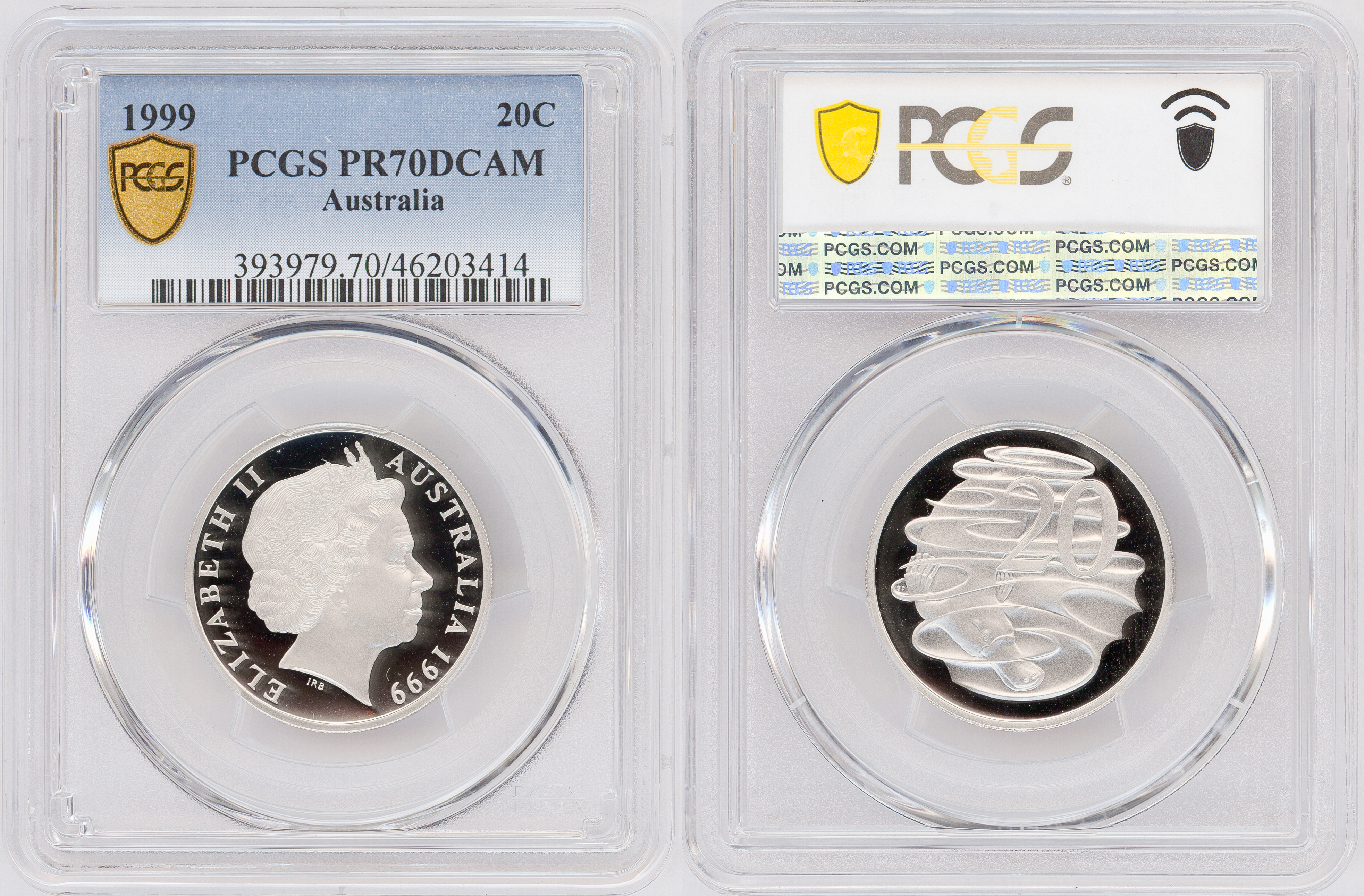 Twenty Cent, 1999, PCGS PR70DCAM