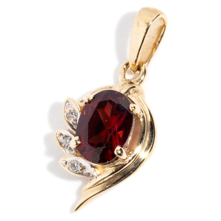Garnet & Diamond 9 Carat Gold Pendant,