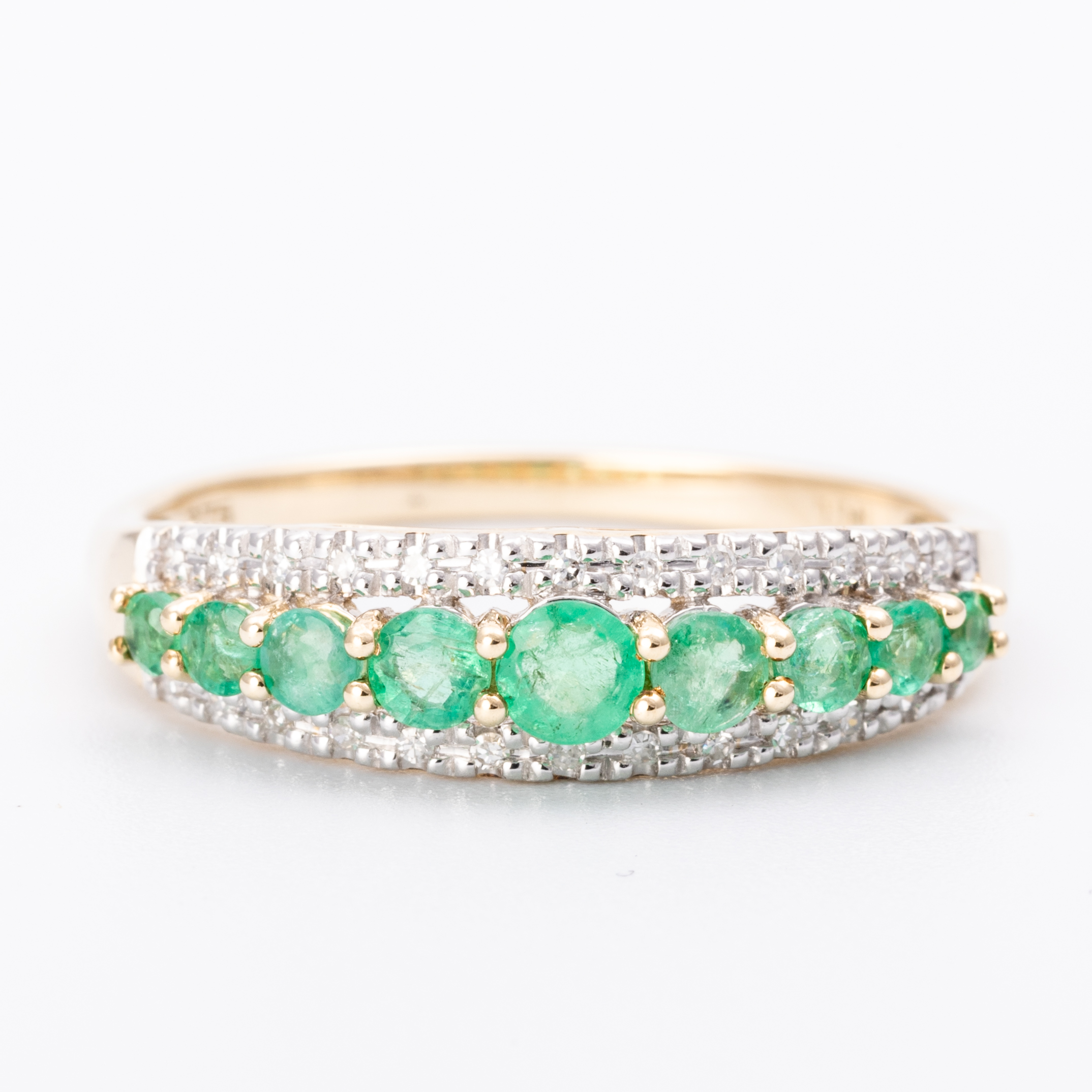 Emerald & Diamond Ring 9ct Gold