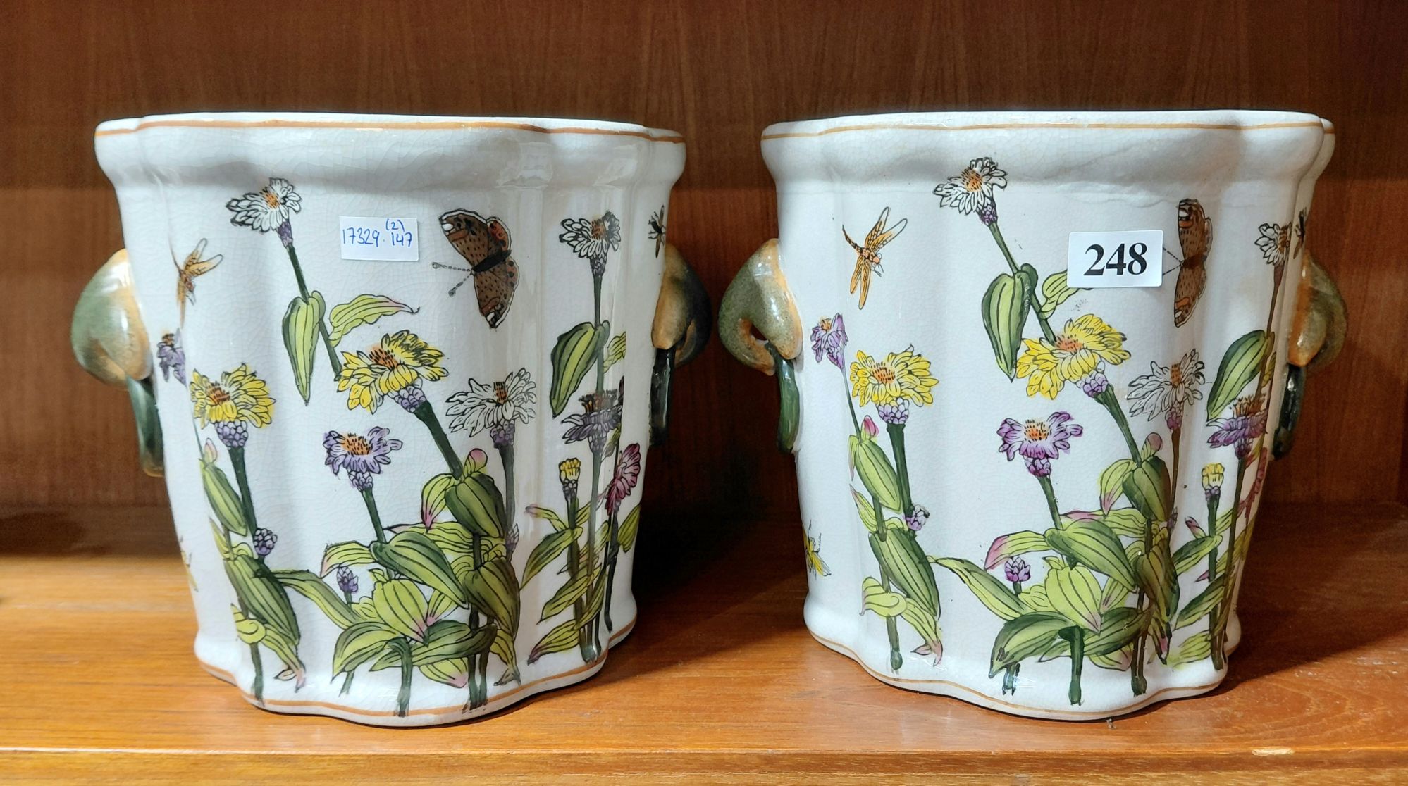 248 · PAIR OF GLAZED DECORATOR POTS