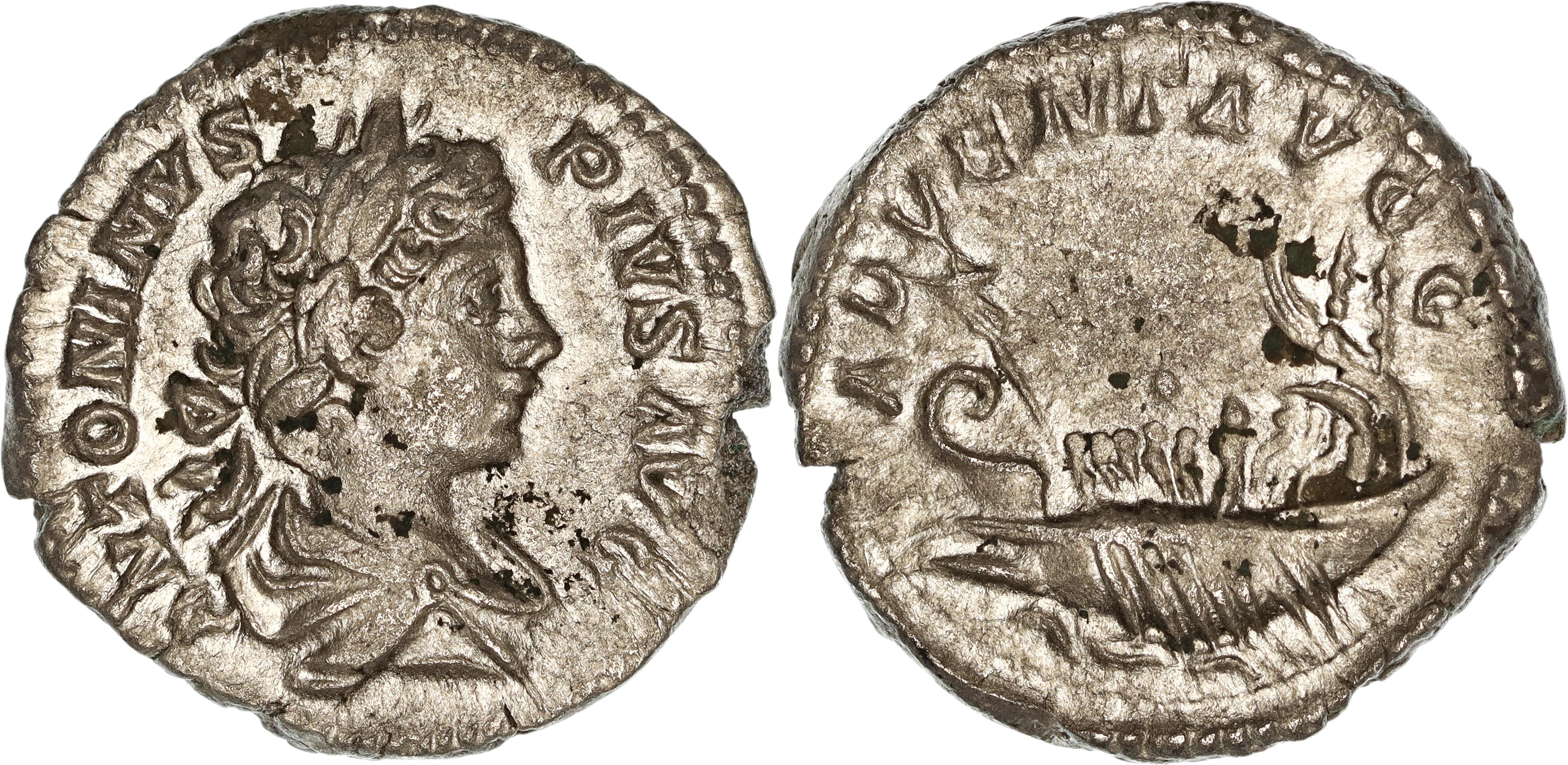 Roman Empire, Caracalla, Silver Denarius, 201 AD, VF