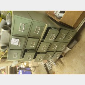 5 Metal file drawers of PVC fittings and plumbing and electrical