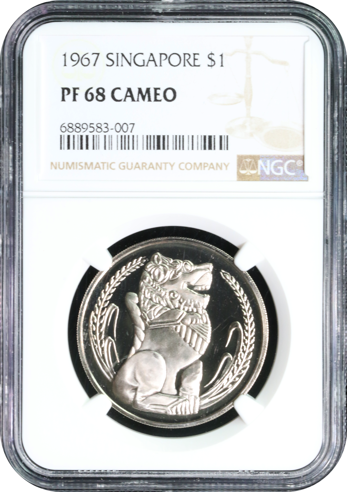 Singapore 1967 $1 Merlion NGC PF 68 CAMEO | Monetarium Singapore Private  Limited