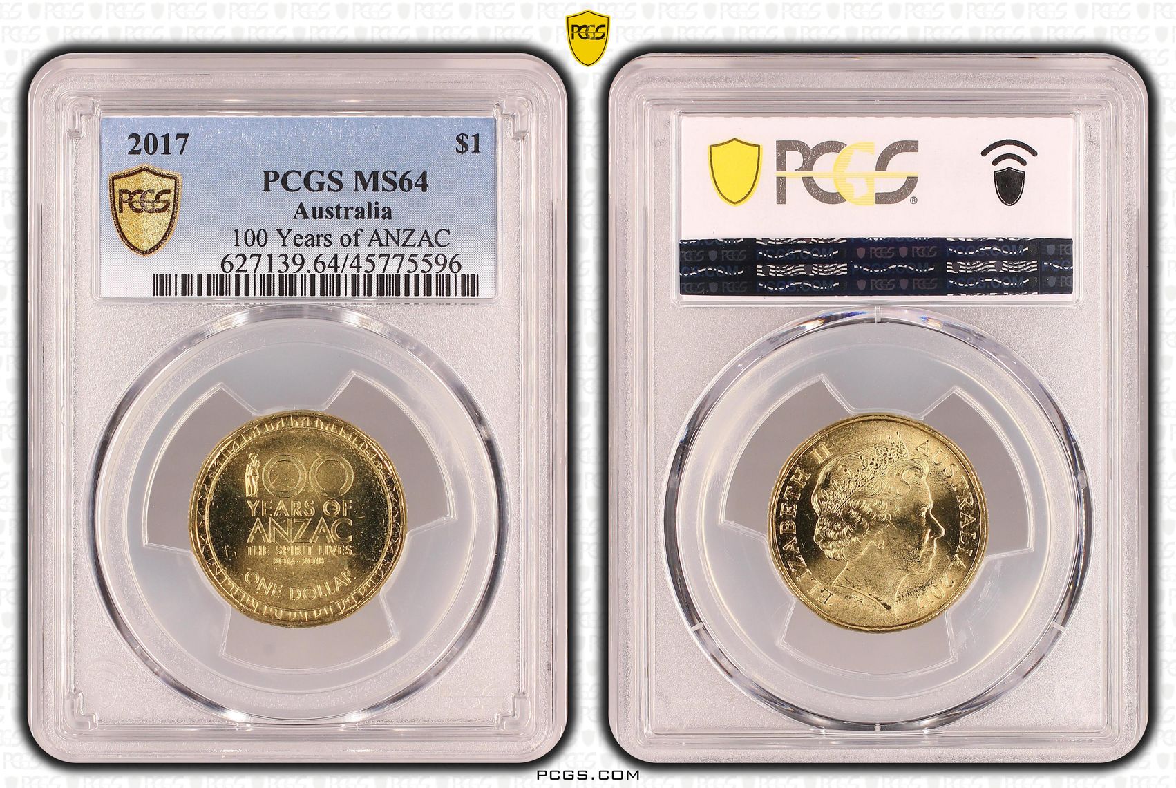 100 Years of ANZAC, One Dollar, 2017, PCGS MS64