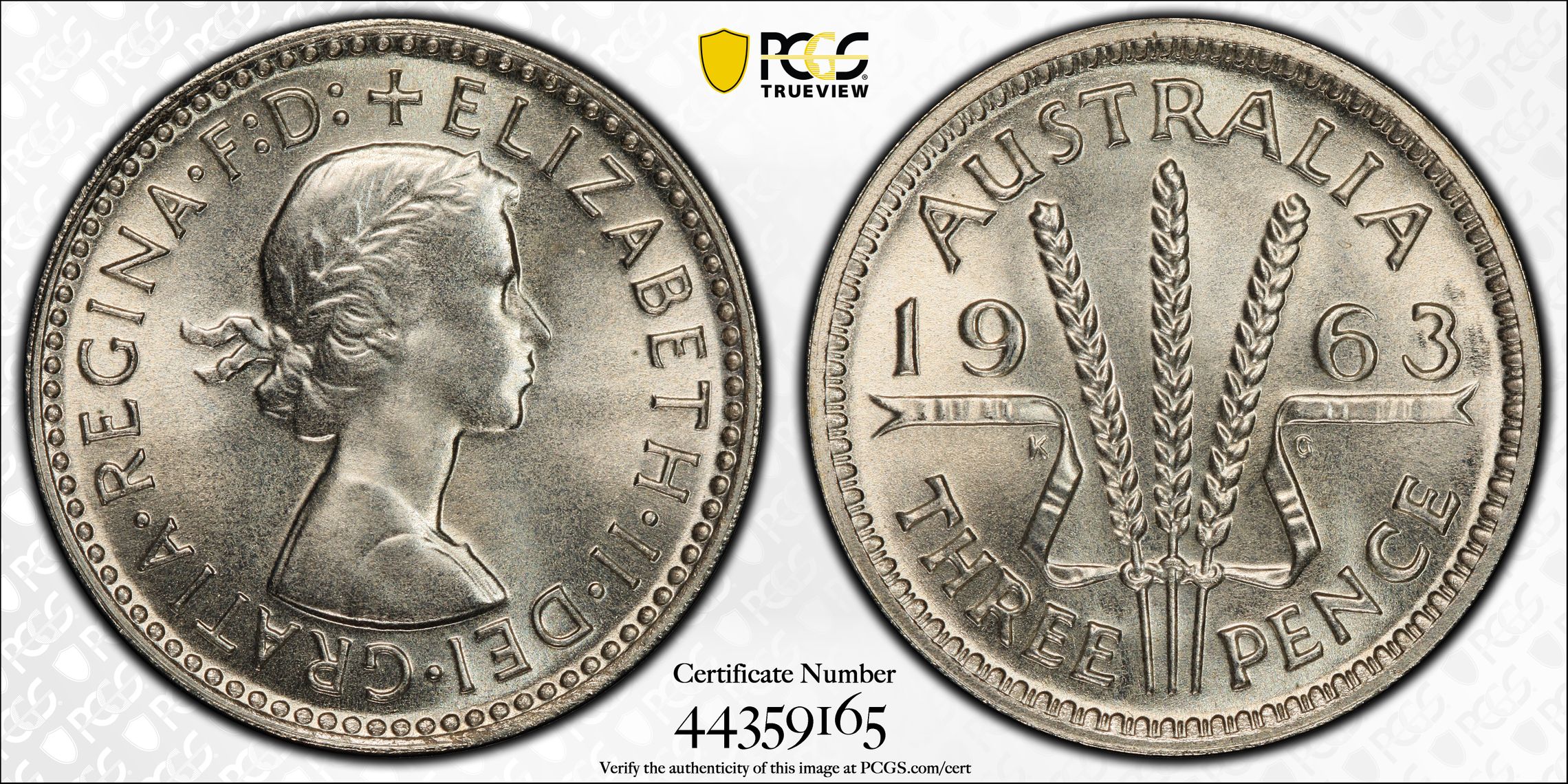 1963(m) Australia Threepence 3D PCGS - PR67 -165