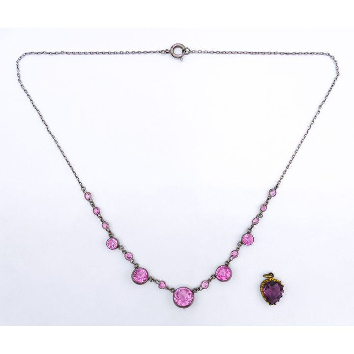 Box Art Deco Pink Stone Necklace etc.