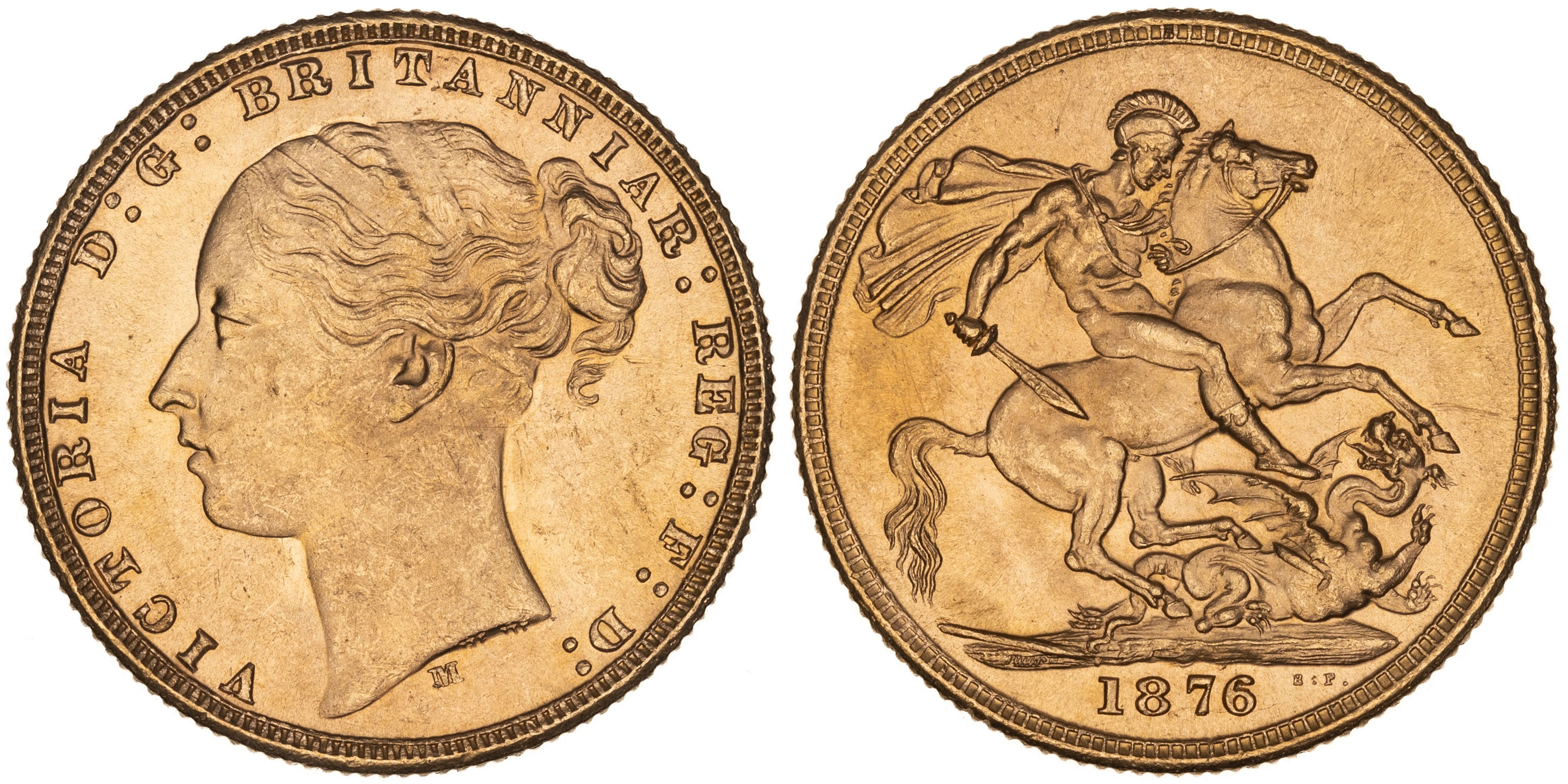 Victoria, St George Reverse, Sovereign, 1876-M, UNC - CHU