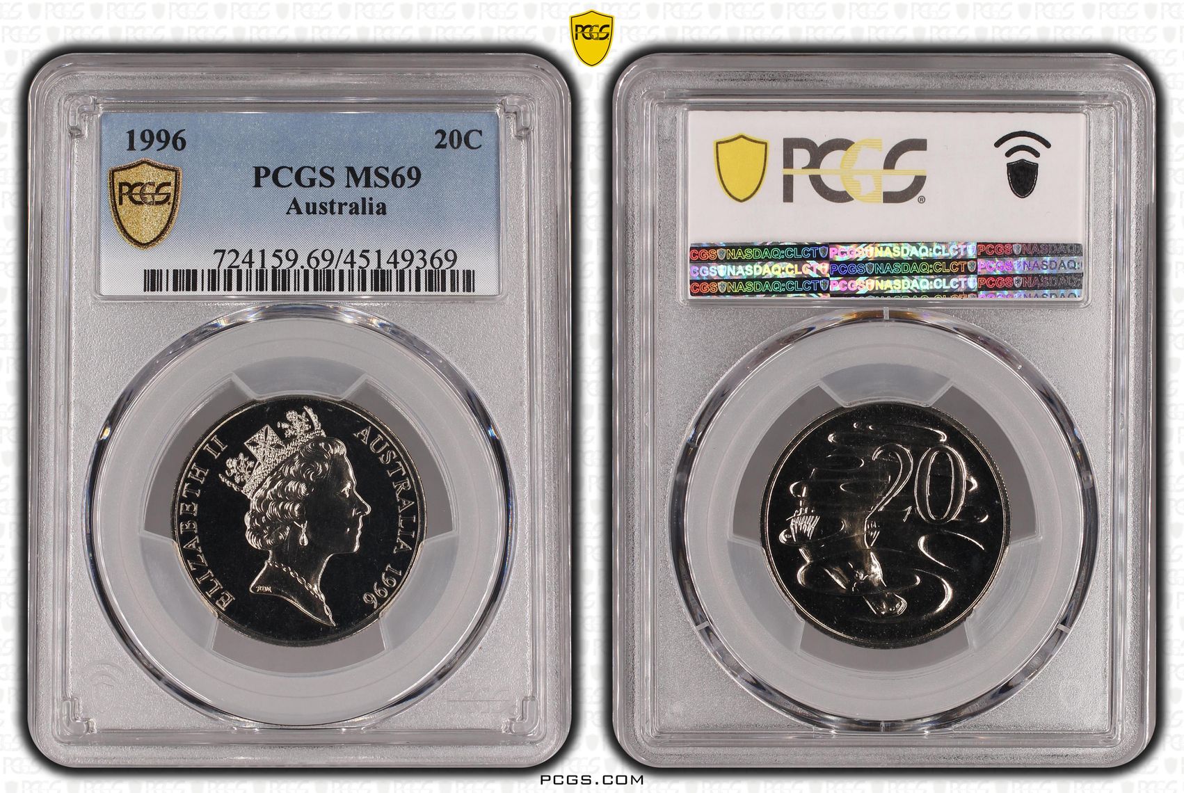 1996 Australia Twenty Cent, 20c PCGS - MS69 POP 7/0 -369