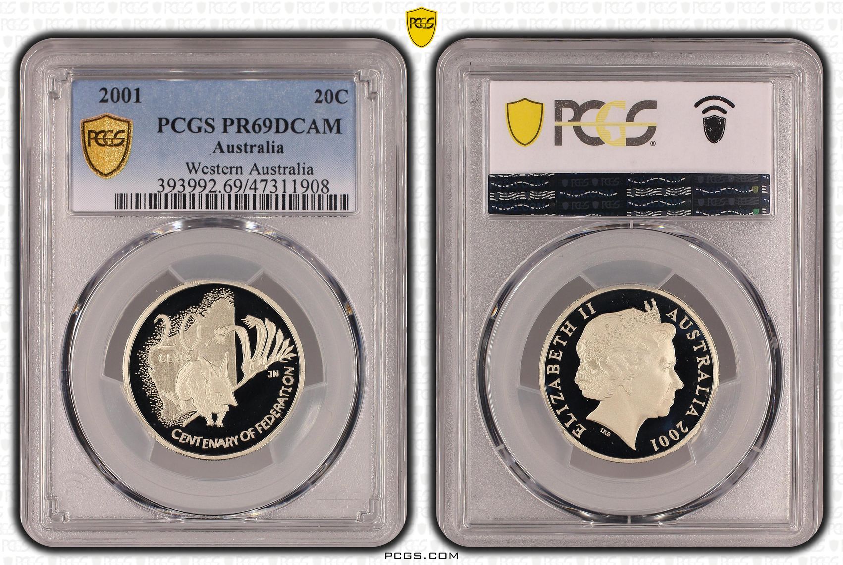 Elizabeth II, Western Australia , Twenty Cent, 2001, PCGS PR69DCAM