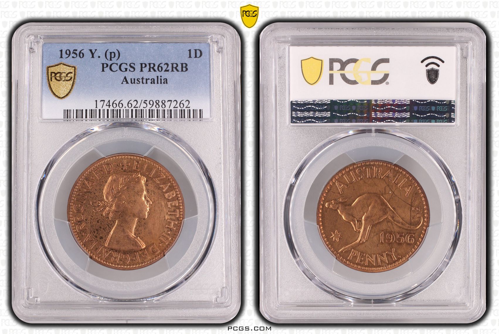 Elizabeth II, Penny, 1956 Y. (p), PCGS PR62RB