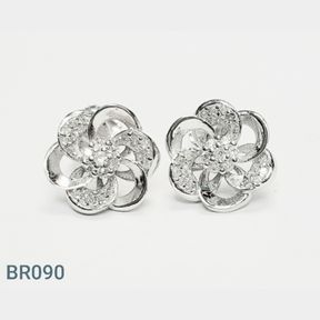 STERLING SILVER 'FLOWER' STUDS WITH CZ'S - 51543/240