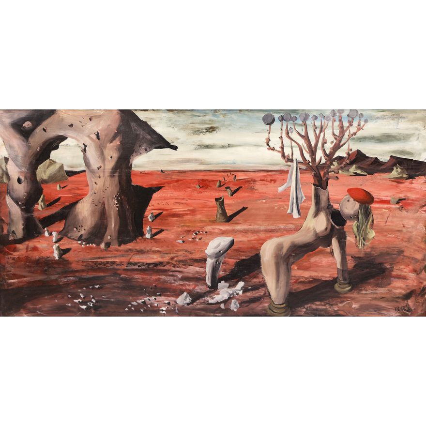 Charles Levier ''Surrealist Landscape'' Oil on Board