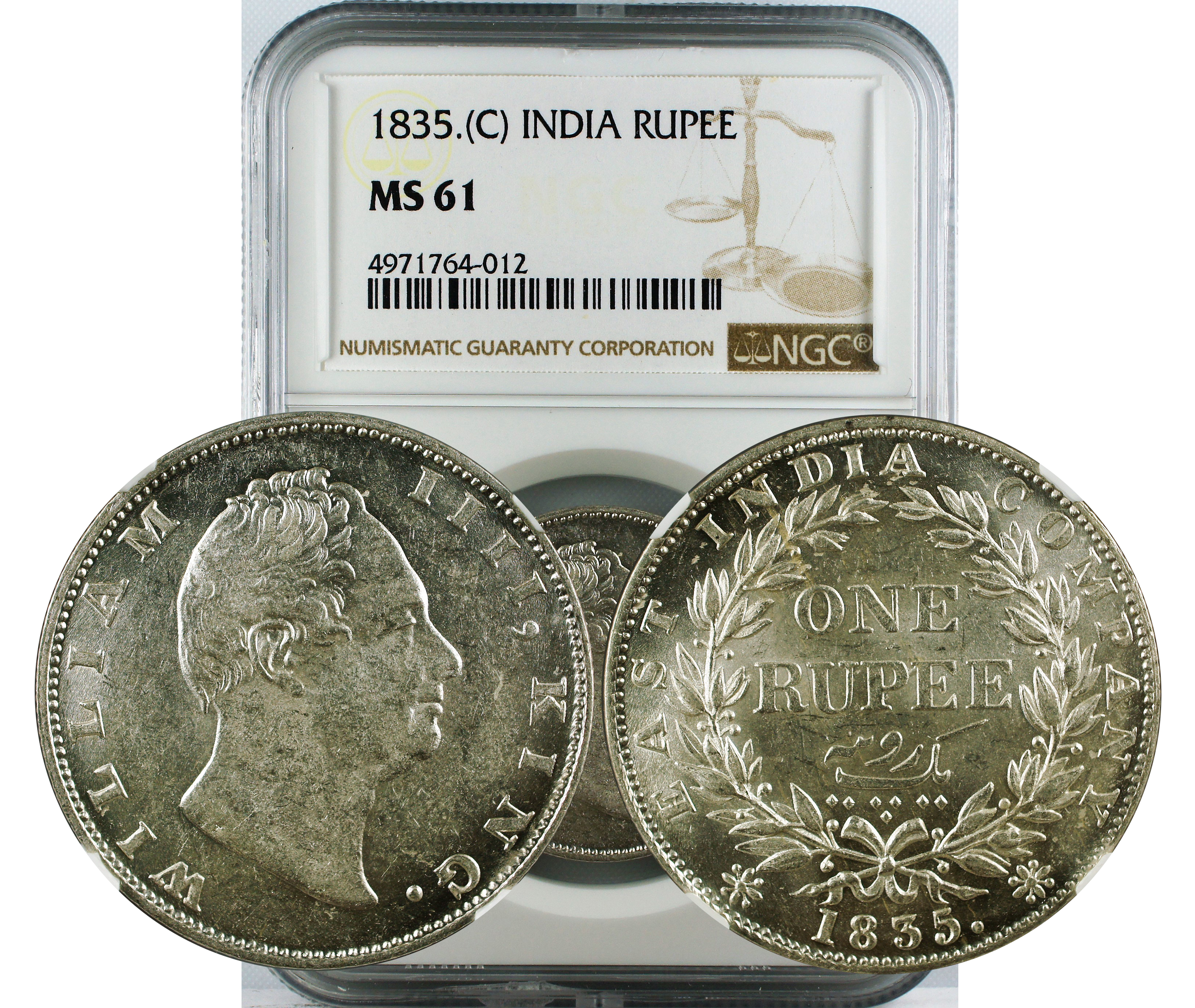 1835 C INDIA RUPEE MS61